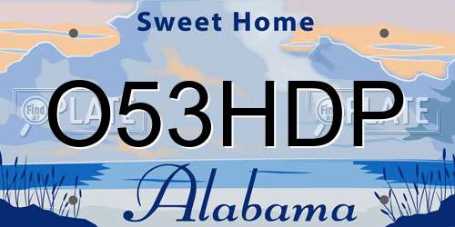 O53HDP Alabama License Plate