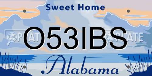 O53IBS Alabama License Plate