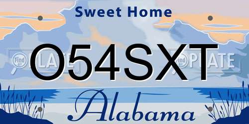 O54SXT Alabama License Plate