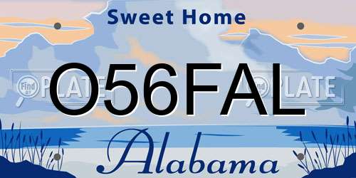 O56FAL Alabama License Plate