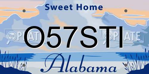 O57STI Alabama License Plate