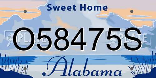 O58475S Alabama License Plate