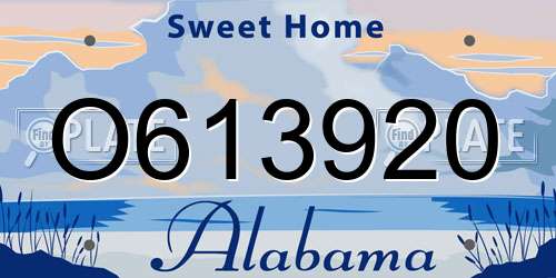 O613920 Alabama License Plate
