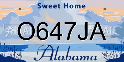 O647JA Alabama License Plate