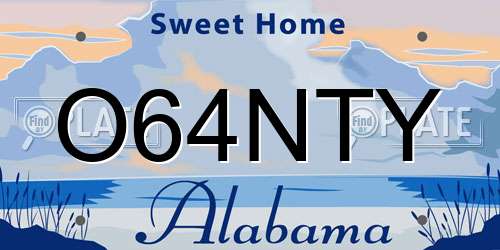 O64NTY Alabama License Plate