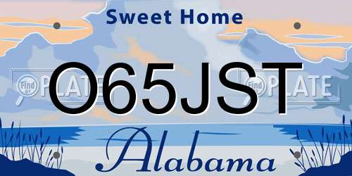 O65JST Alabama License Plate