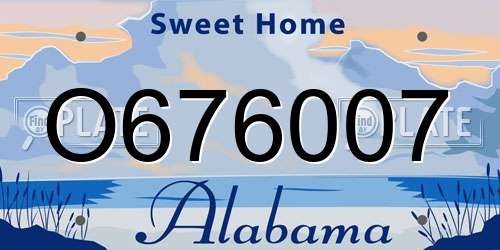 O676007 Alabama License Plate