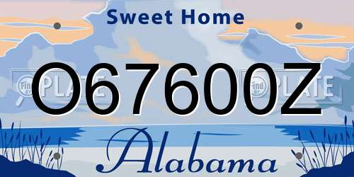 O67600Z Alabama License Plate