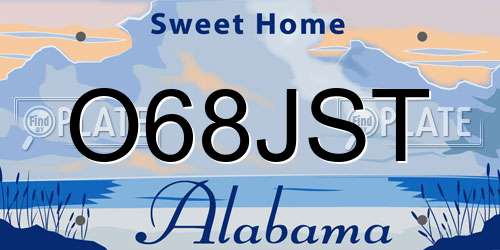 O68JST Alabama License Plate