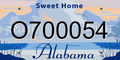 O700054 Alabama License Plate