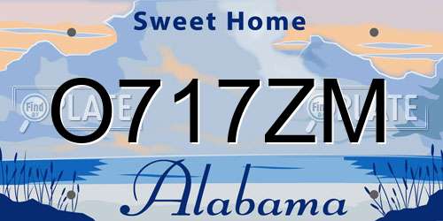 O717ZM Alabama License Plate
