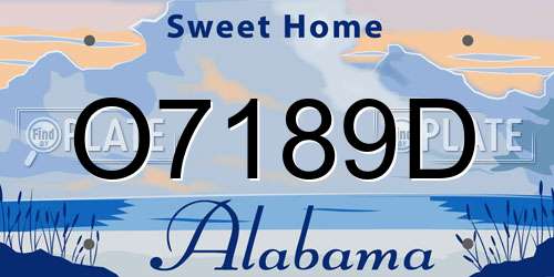 O7189D Alabama License Plate