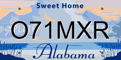 O71MXR Alabama License Plate