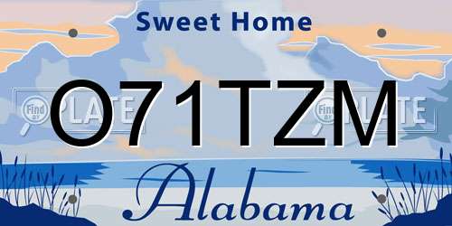 O71TZM Alabama License Plate