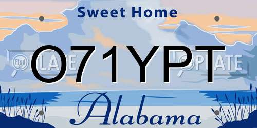 O71YPT Alabama License Plate
