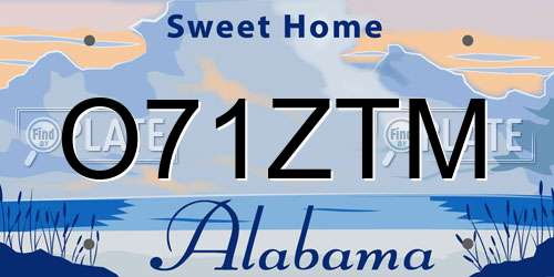 O71ZTM Alabama License Plate