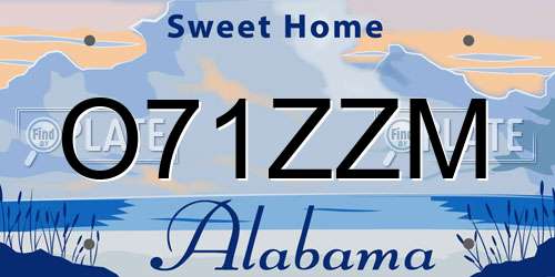 O71ZZM Alabama License Plate