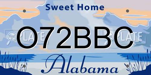 O72BBC Alabama License Plate