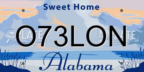 O73LON Alabama License Plate