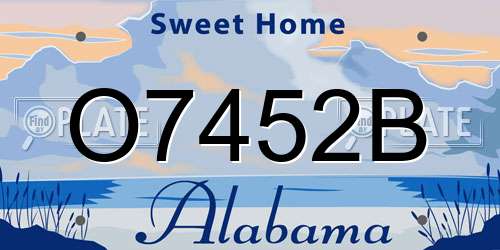 O7452B Alabama License Plate