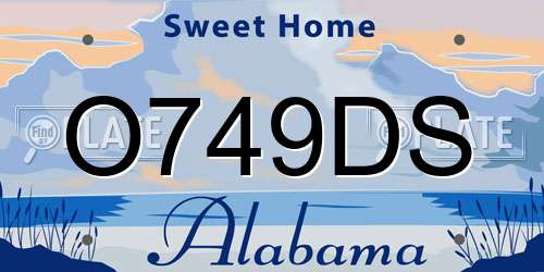 O749DS Alabama License Plate