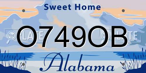 O749OB Alabama License Plate