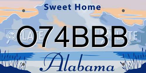 O74BBB Alabama License Plate