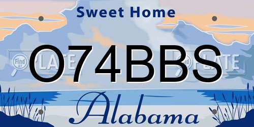 O74BBS Alabama License Plate