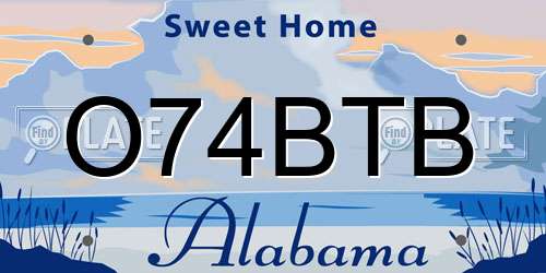 O74BTB Alabama License Plate