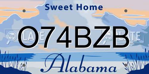 O74BZB Alabama License Plate