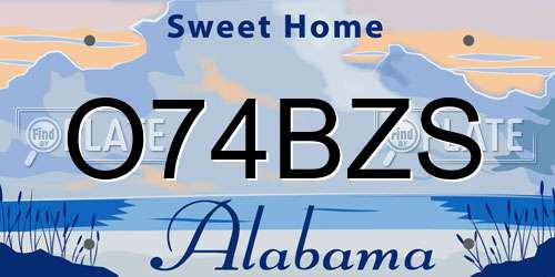 O74BZS Alabama License Plate