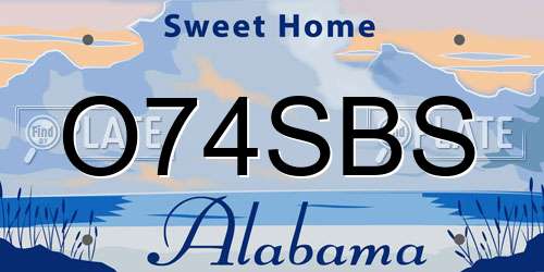 O74SBS Alabama License Plate