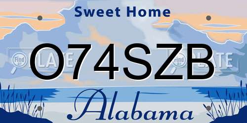 O74SZB Alabama License Plate