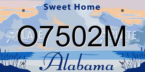 O7502M Alabama License Plate