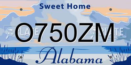 O750ZM Alabama License Plate