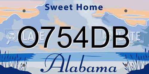 O754DB Alabama License Plate