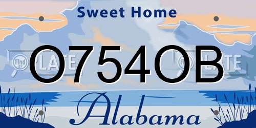 O754OB Alabama License Plate