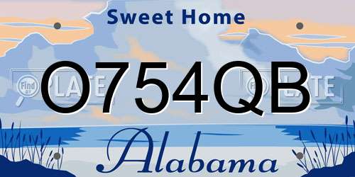 O754QB Alabama License Plate