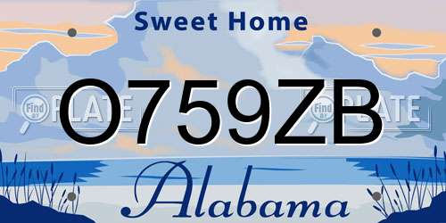 O759ZB Alabama License Plate