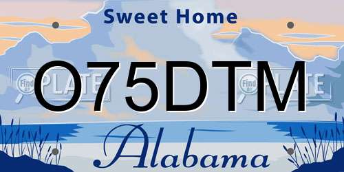 O75DTM Alabama License Plate