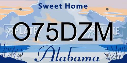 O75DZM Alabama License Plate