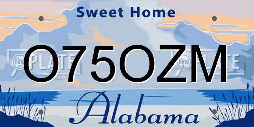 O75OZM Alabama License Plate