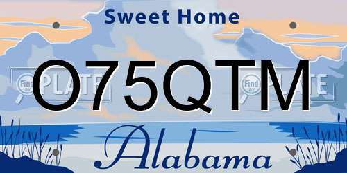 O75QTM Alabama License Plate
