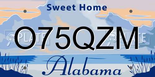 O75QZM Alabama License Plate