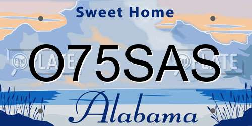 O75SAS Alabama License Plate
