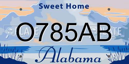 O785AB Alabama License Plate