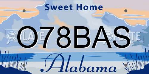 O78BAS Alabama License Plate