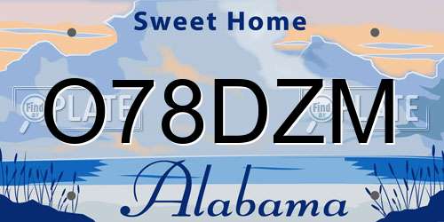 O78DZM Alabama License Plate
