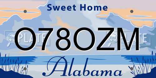 O78OZM Alabama License Plate