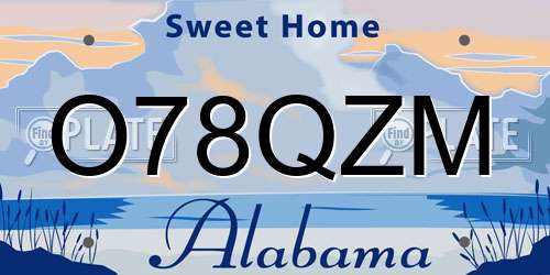 O78QZM Alabama License Plate